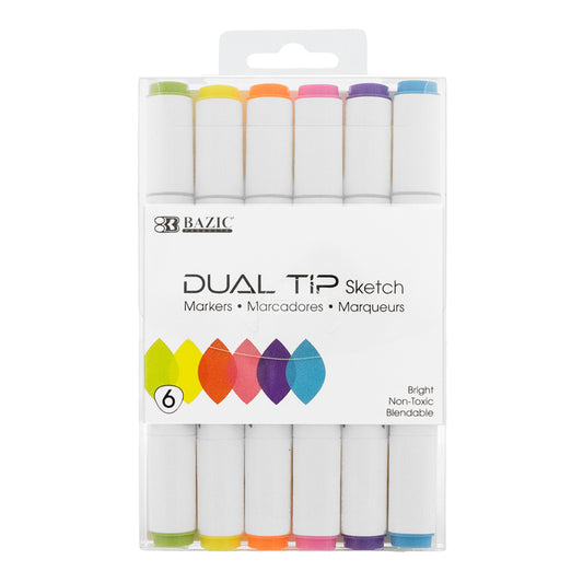 BAZIC 6 FLUOR COLR 2TIP MARKERS