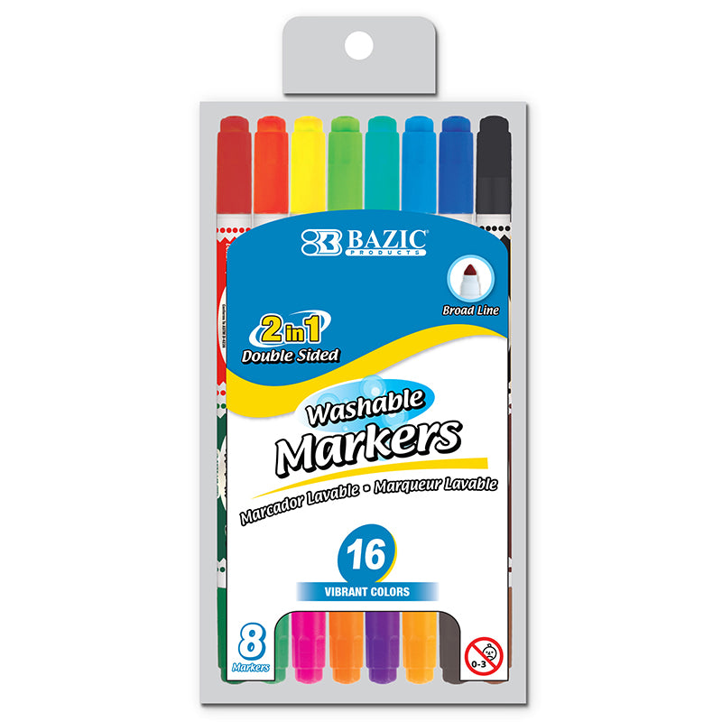 WASHABLE MARKERS DOUBLE TIP 8 COUNT