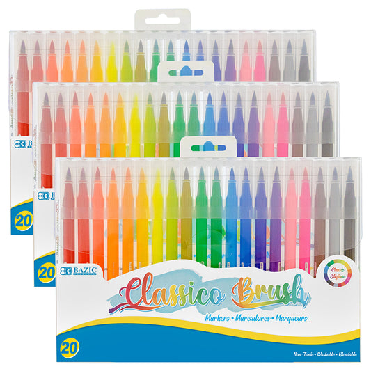 (3 PK) 20 COLORS BRUSH MARKERS