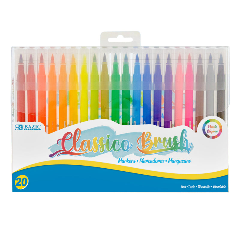 BAZIC 20 COLORS BRUSH MARKERS