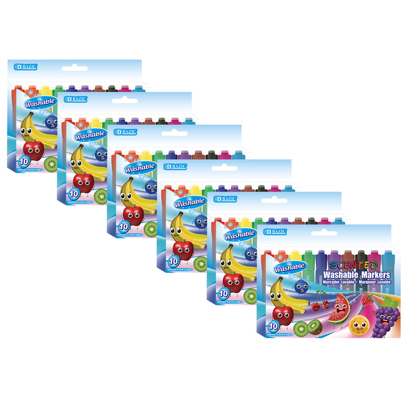 (6 PK) WASHABLE MARKERS SCENTED 10