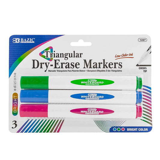 3CT BRIGHT COLORS DRY ERASE MARKERS