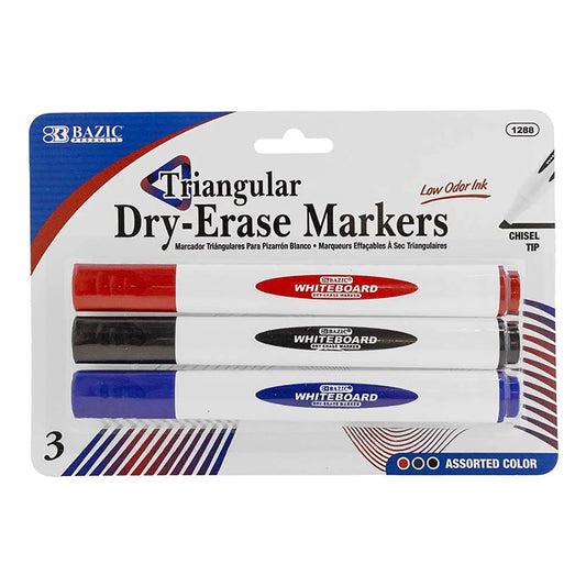 3CT ASST COLRS DRY ERASE MARKERS