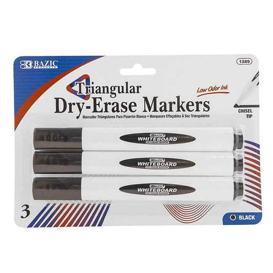 3CT BLK DRY ERASE MARKERS TRIANGLE