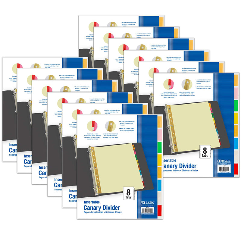 (12 ST) PAPER DIVIDERS W/8 CLR TABS