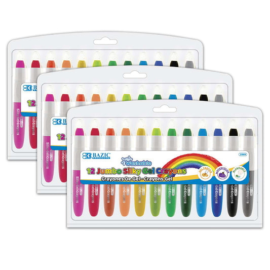 (3 BX) 12 COLOR JUMBO GEL CRAYONS