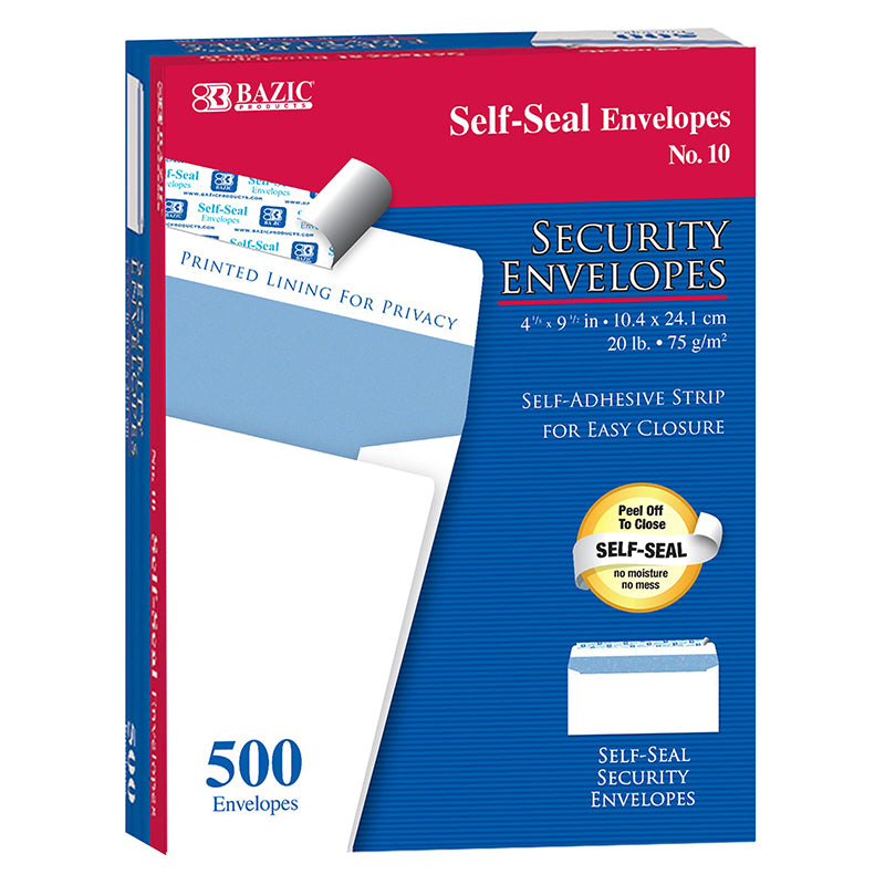 NO. 10 SELF SEAL SECURITY ENVELOPES