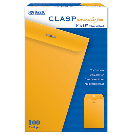 BAZIC CLASP ENVELOPES 9 X 12 100 PK