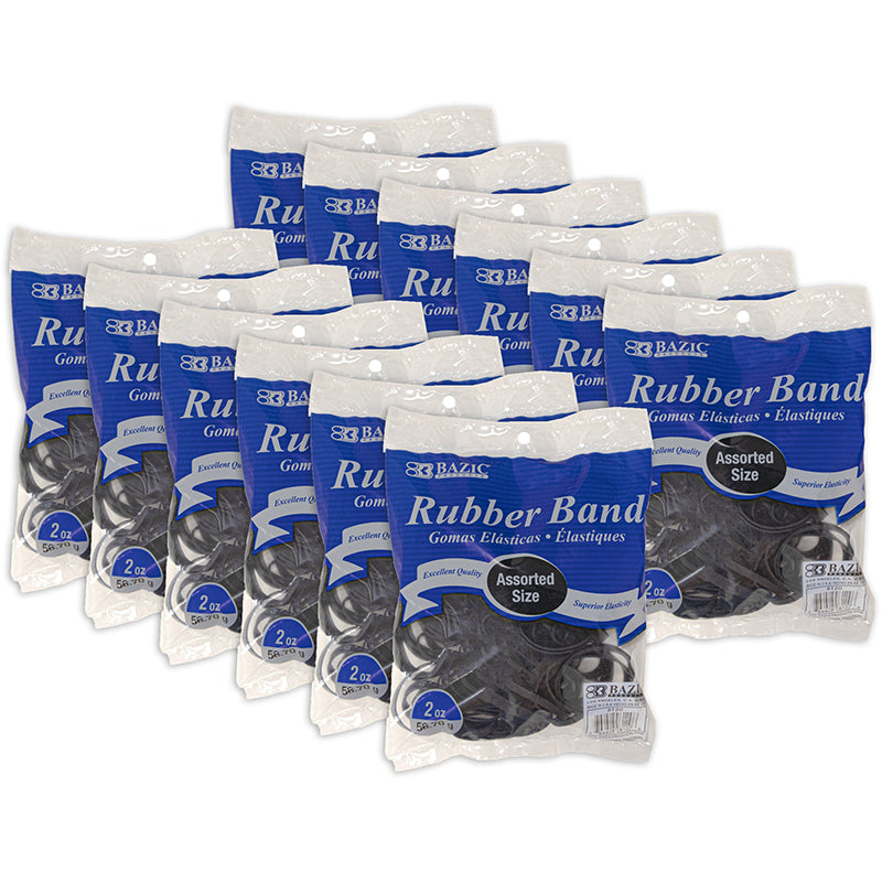 (12 PK) ASSORTED SIZE BLACK RUBBER