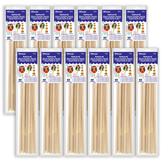 (12 PK) ASSRTD ROUND NATURL WOOD