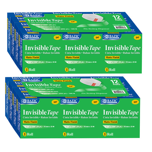 (2 PK) 12PK REFILL INVISIBLE TAPE