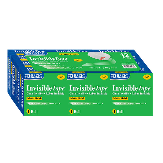 BAZIC 12PK REFILL INVISIBLE TAPE