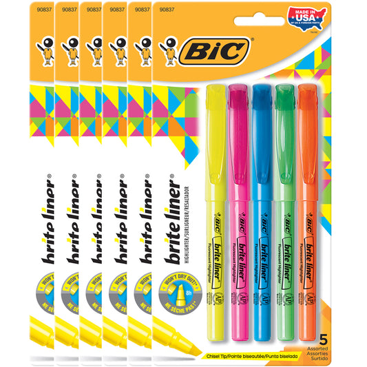 (6 PK) BIC BRGHT LINER HIGHLIGHTERS