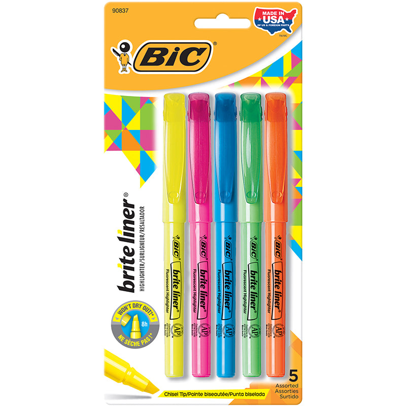 BIC BRIGHT LINER HIGHLIGHTERS 5PK