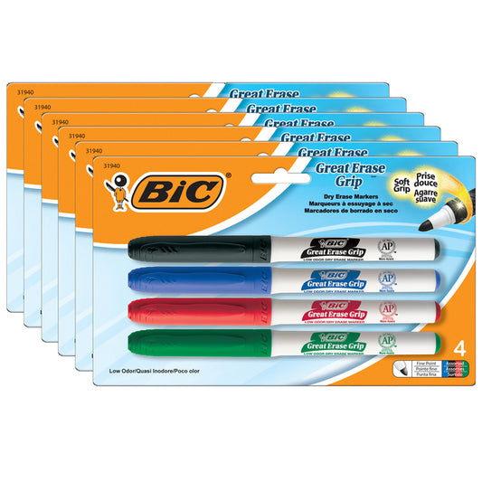 (6 PK) BIC GREAT ERASE DRY ERASE