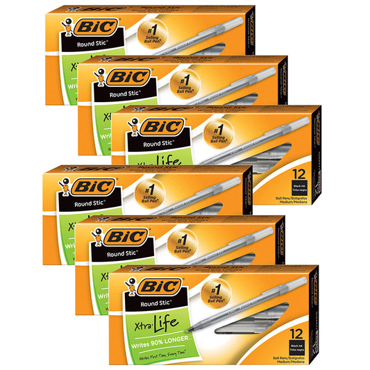 (6 DZ) BIC STICK PENS MEDIUM BLACK