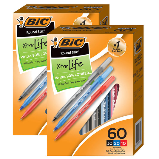 (2 BX) ROUND STIC XTRA LIFE PENS