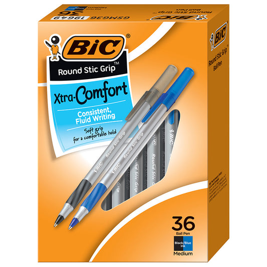 36CT ROUND STIC MED ASST BALL PENS