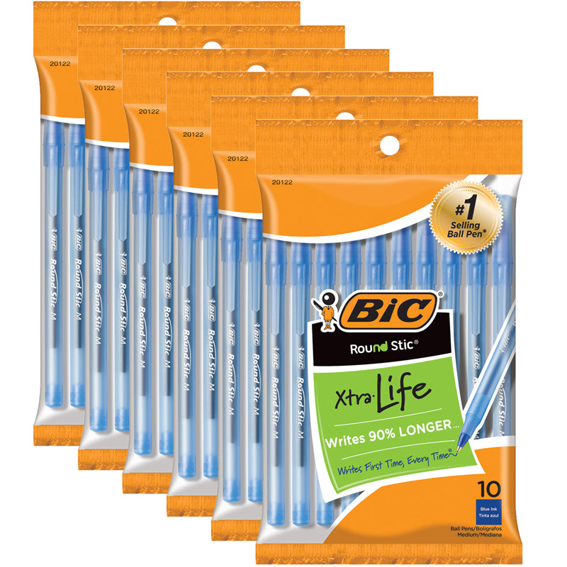 (6 PK) BIC ROUND STIC BALLPOINT