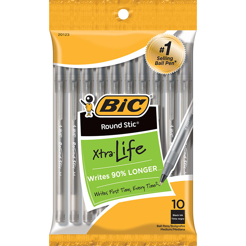 BIC ROUND STIC BALLPOINT PENS BLACK