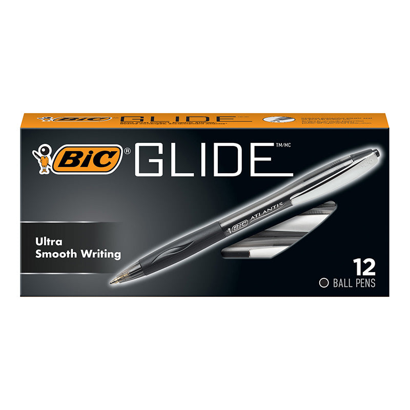 BIC GLIDE BALL PEN MED BLACK 12/PK