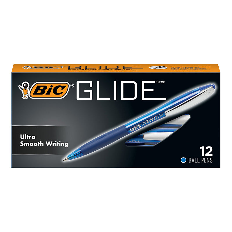 BIC GLIDE BALL PEN MED BLUE 12/PK