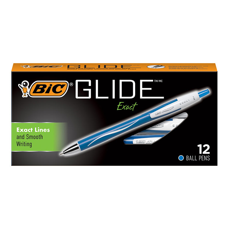 BIC GLIDE BALL PEN FINE BLUE 12/PK