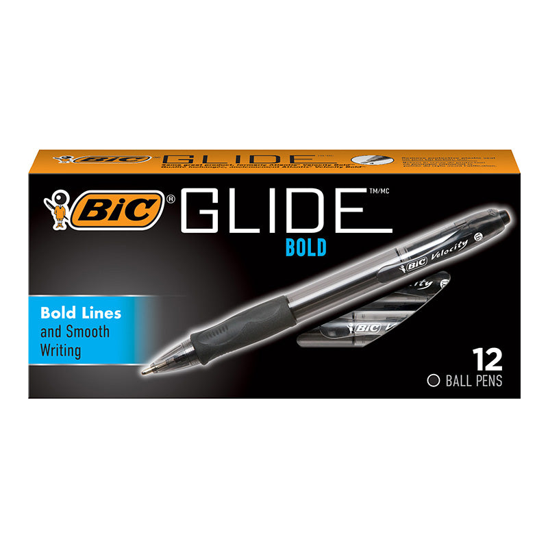 BIC GLIDE BALL PEN BOLD BLACK 12/PK