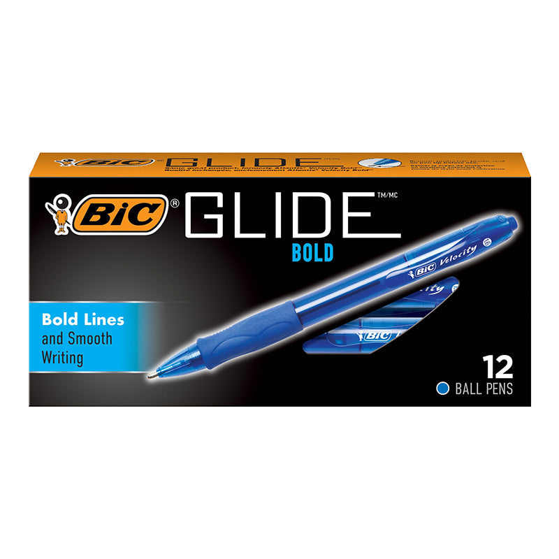 BIC GLIDE BALL PEN BOLD BLUE 12/PK