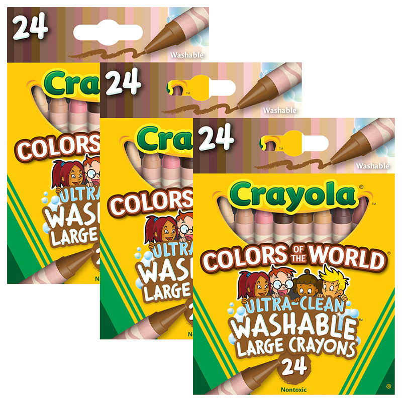 (3 BX) 24CT WORLD LARGE CRAYONS