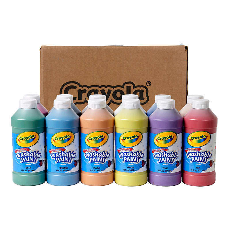 12/PK ASSORT 16OZ WASHABLE PAINT