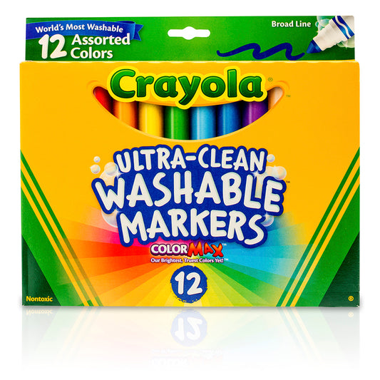 CRAYOLA WASHABLE MARKERS 12CT ASST