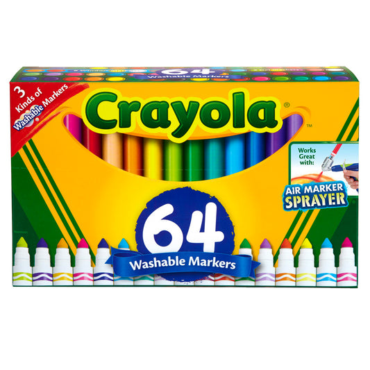 CRAYOLA WASH BROAD LINE MARKER 64PK