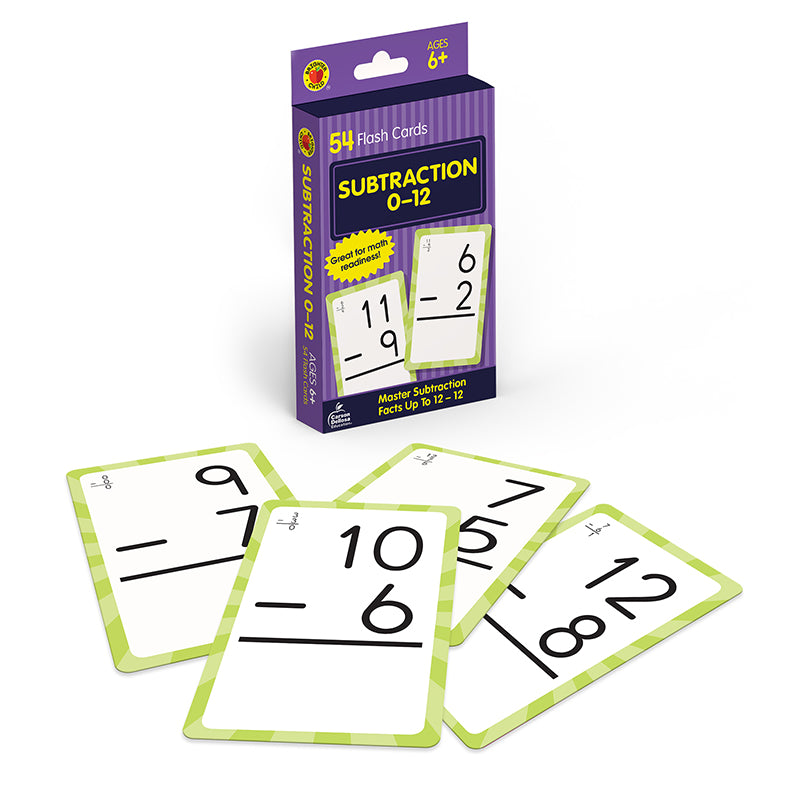 SUBTRACTION 0 TO 12 FLASH CARDS