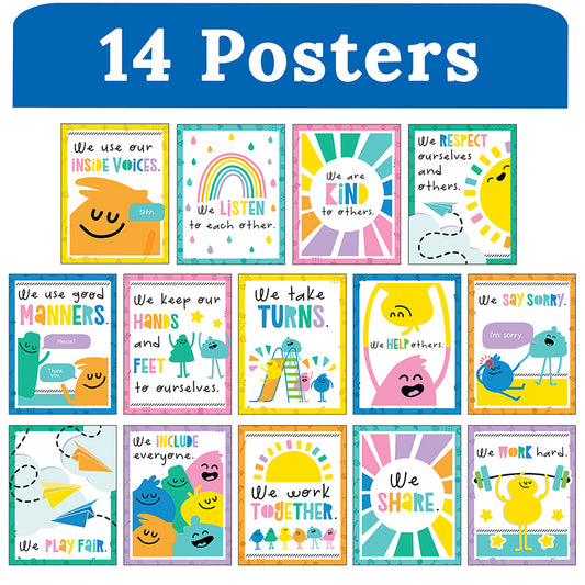 MINI POSTERS RULES HAPPY CLASS SET