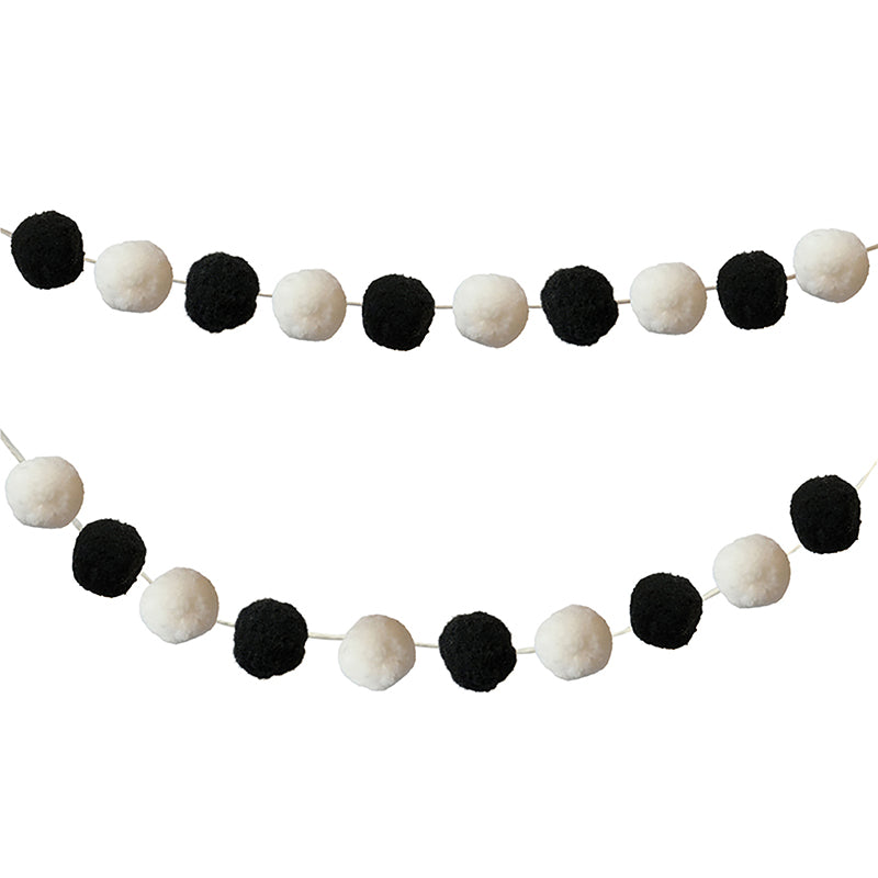 BLACK AND WHITE POM GARLAND SET