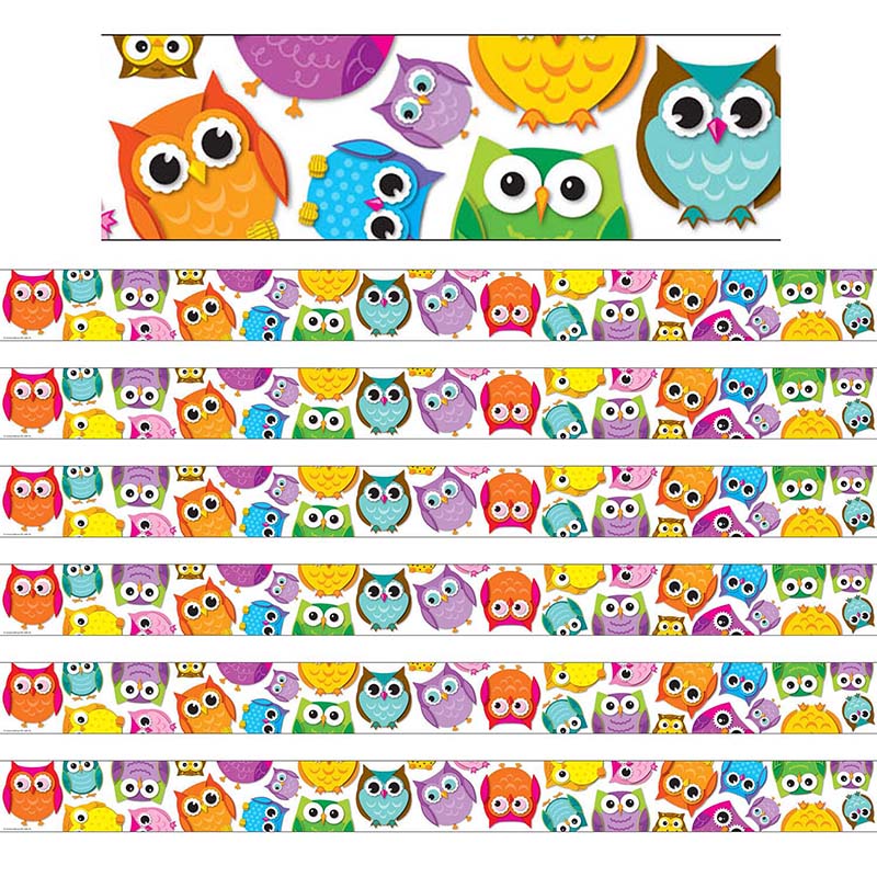 (6 PK) COLORFUL OWLS BORDER