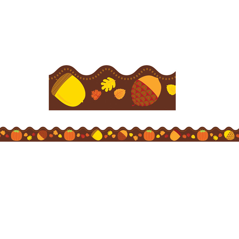 ACORNS & PUMPKINS SCALLOPED BORDER