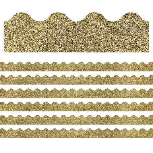 (6 PK) GOLD GLITTER SCALLOPED