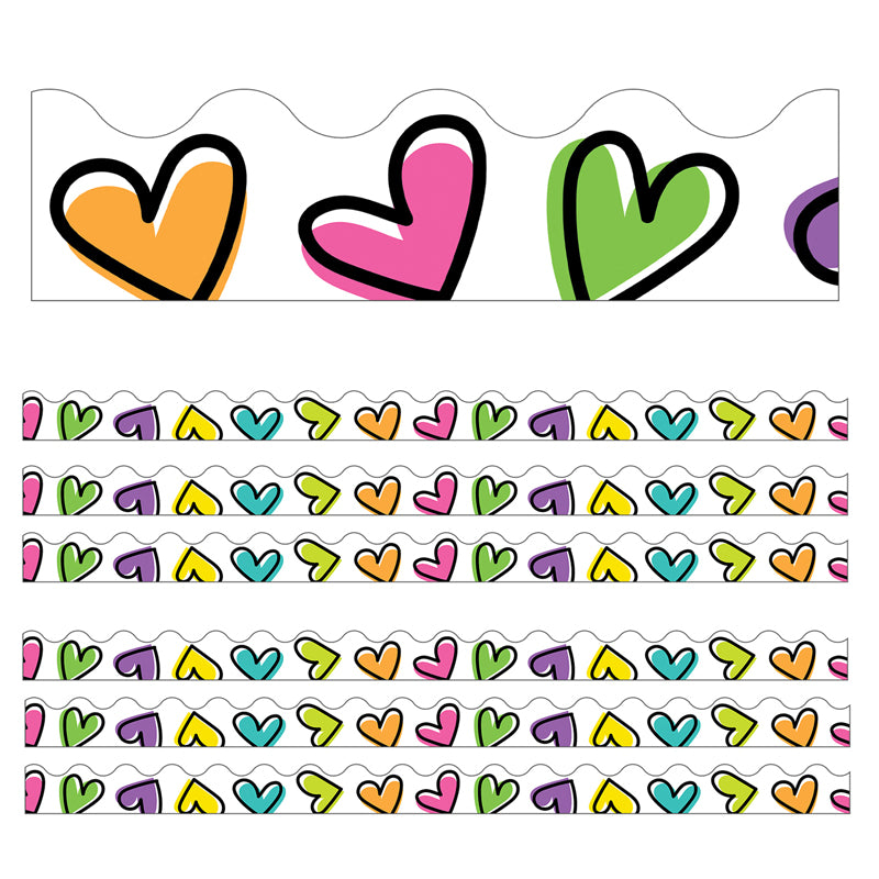 (6 PK) DOODLE HEARTS SCALLOPED