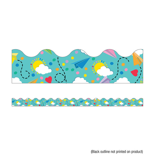 PAPER AIRPLANES SCALLOPED BORDERS