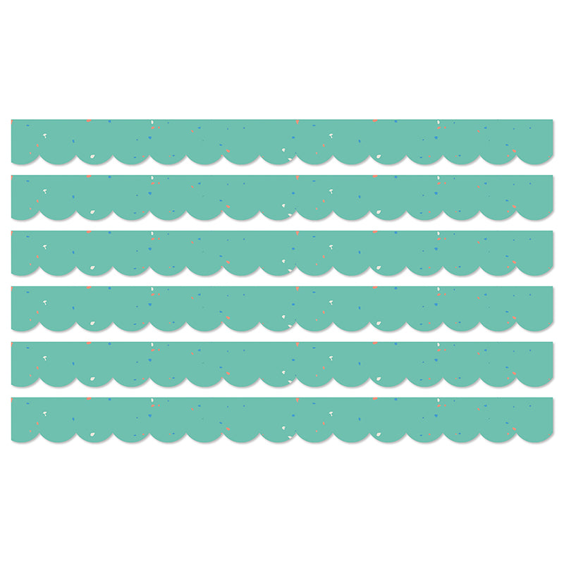 (6 PK) SPECKLD TEAL SCALLOP BORDERS