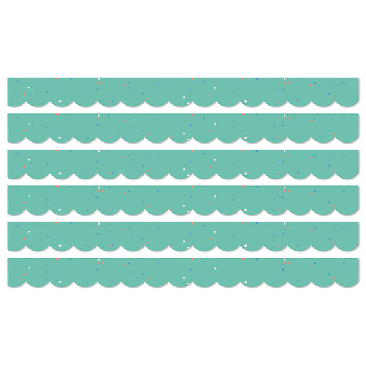 (6 PK) SPECKLD TEAL SCALLOP BORDERS