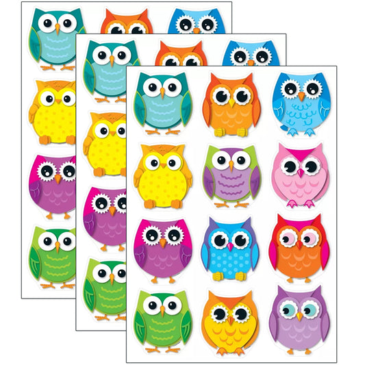 (3 PK) COLORFUL OWLS CUT OUTS 36