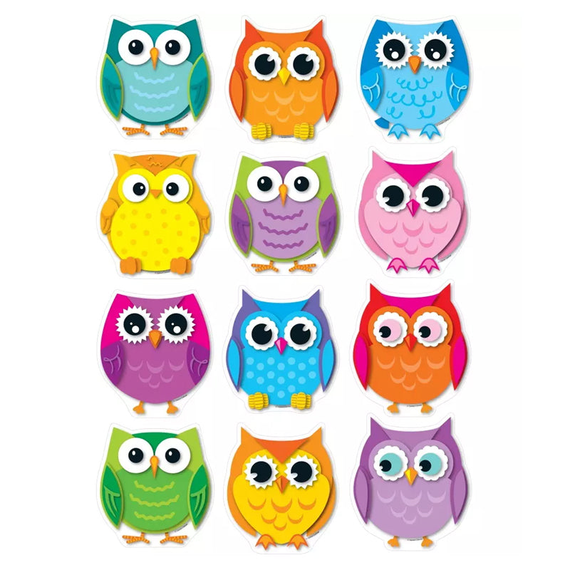 COLORFUL OWLS CUT OUTS 36CT