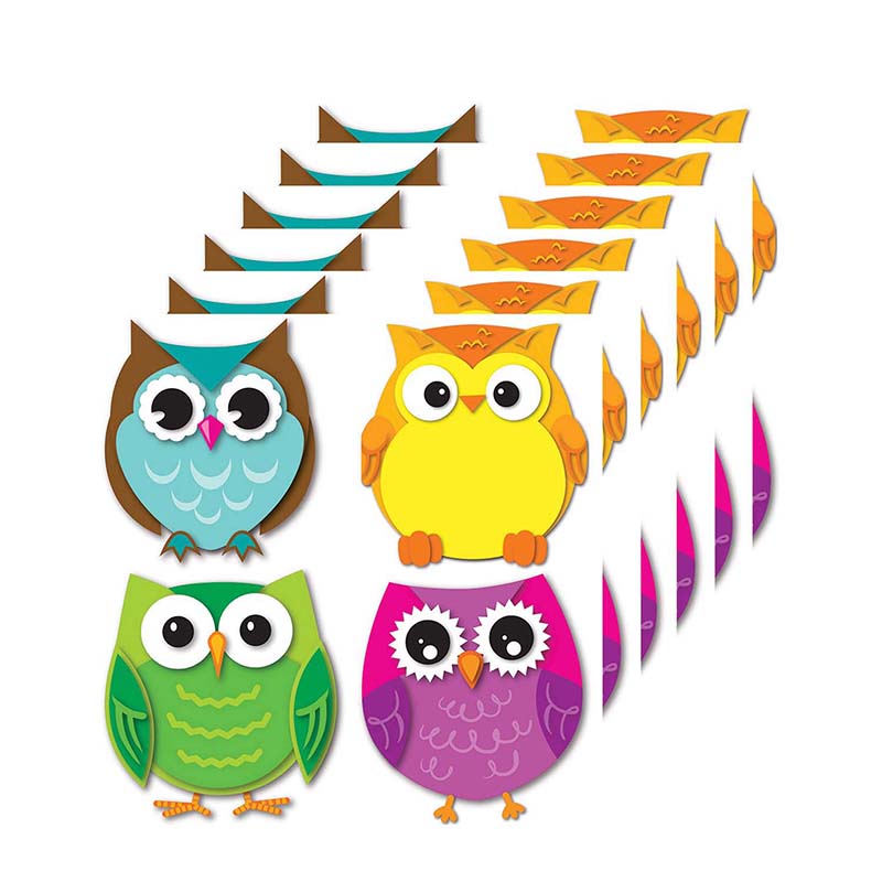 (6 PK) COLORFUL OWLS CUT OUTS