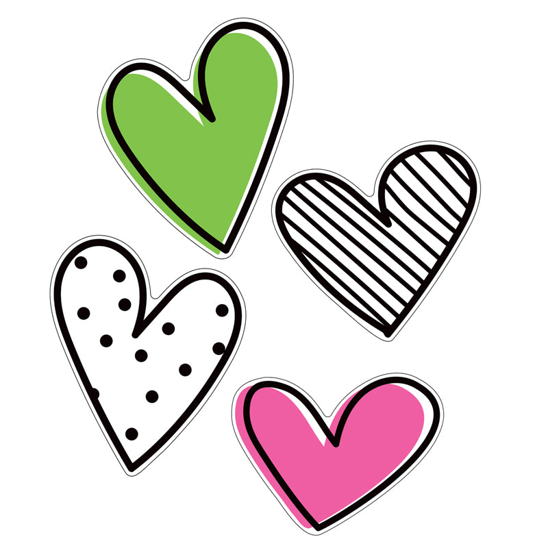 JUMBO DOODLE HEARTS CUT OUTS