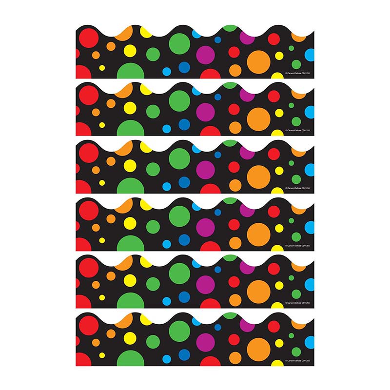 (6 PK) BORDER RAINBOW DOTS STRAIGHT