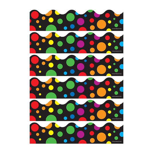 (6 PK) BORDER RAINBOW DOTS STRAIGHT