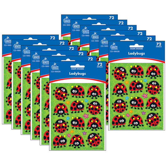 (12 PK) LADYBUGS SHAPE STICKERS